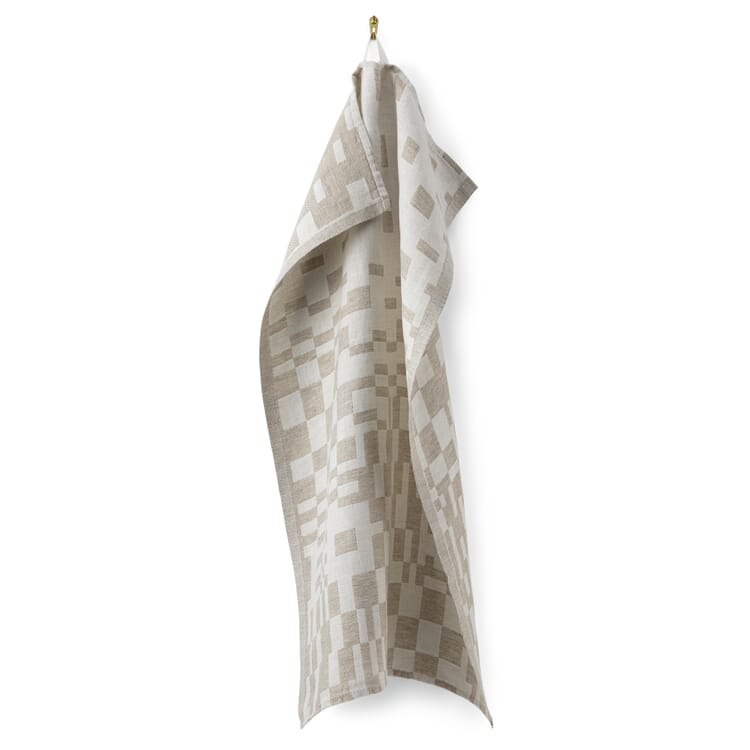 Tea towel linen diced, White