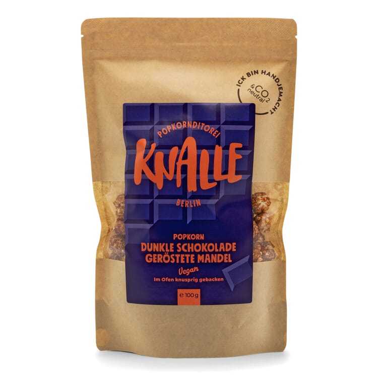 Popcorn belgisk chokolade og ristede mandler vegansk