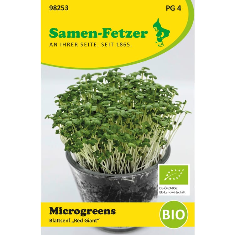 Økologiske mikrogrøntsager med frø, Sennep