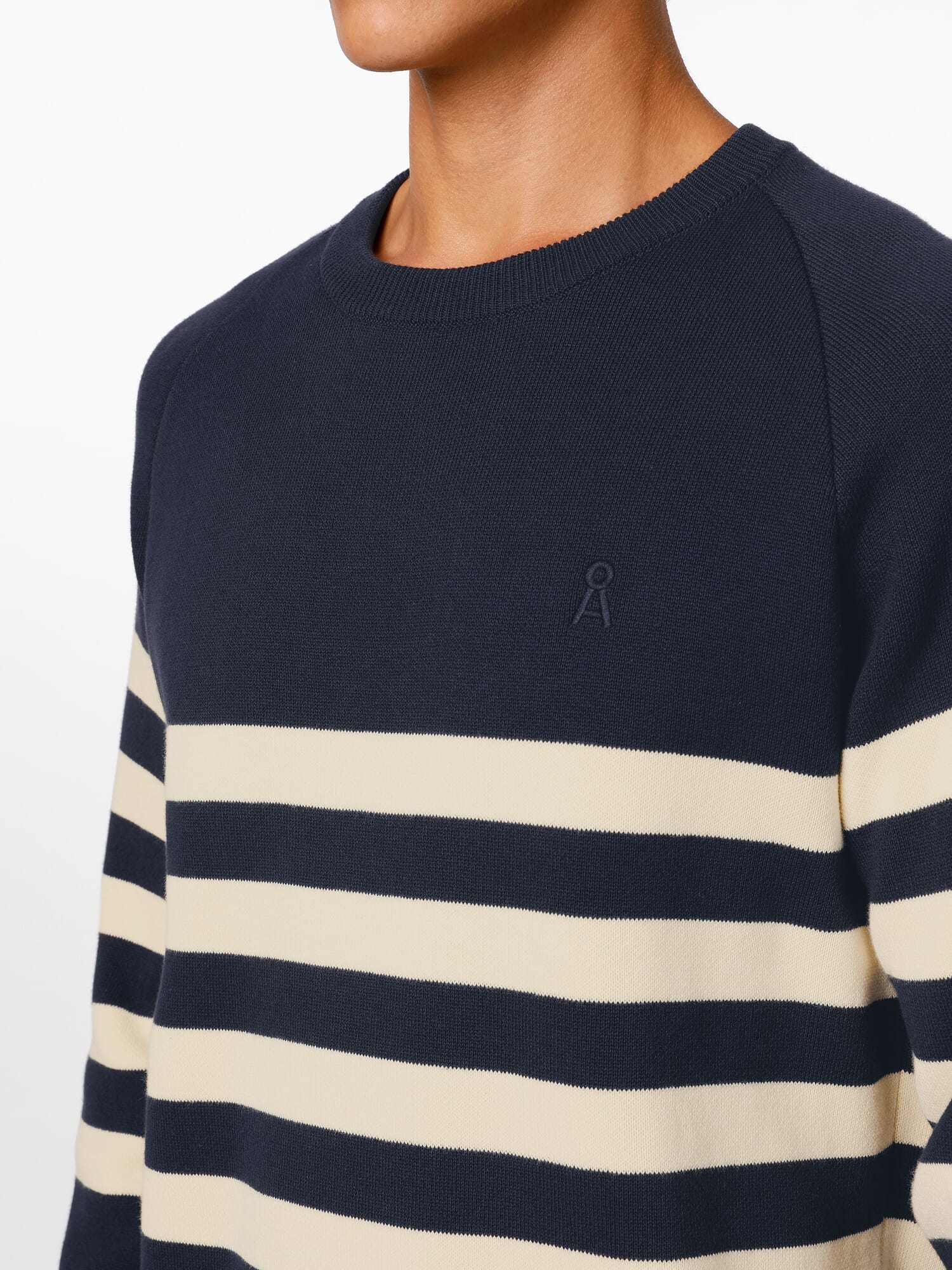 Men sweater with stripes Dark blue nature Manufactum