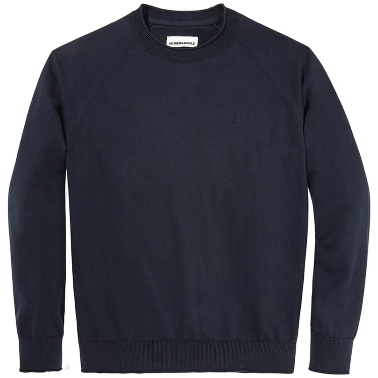 Herretrøje med rullet kant, Mørkeblå