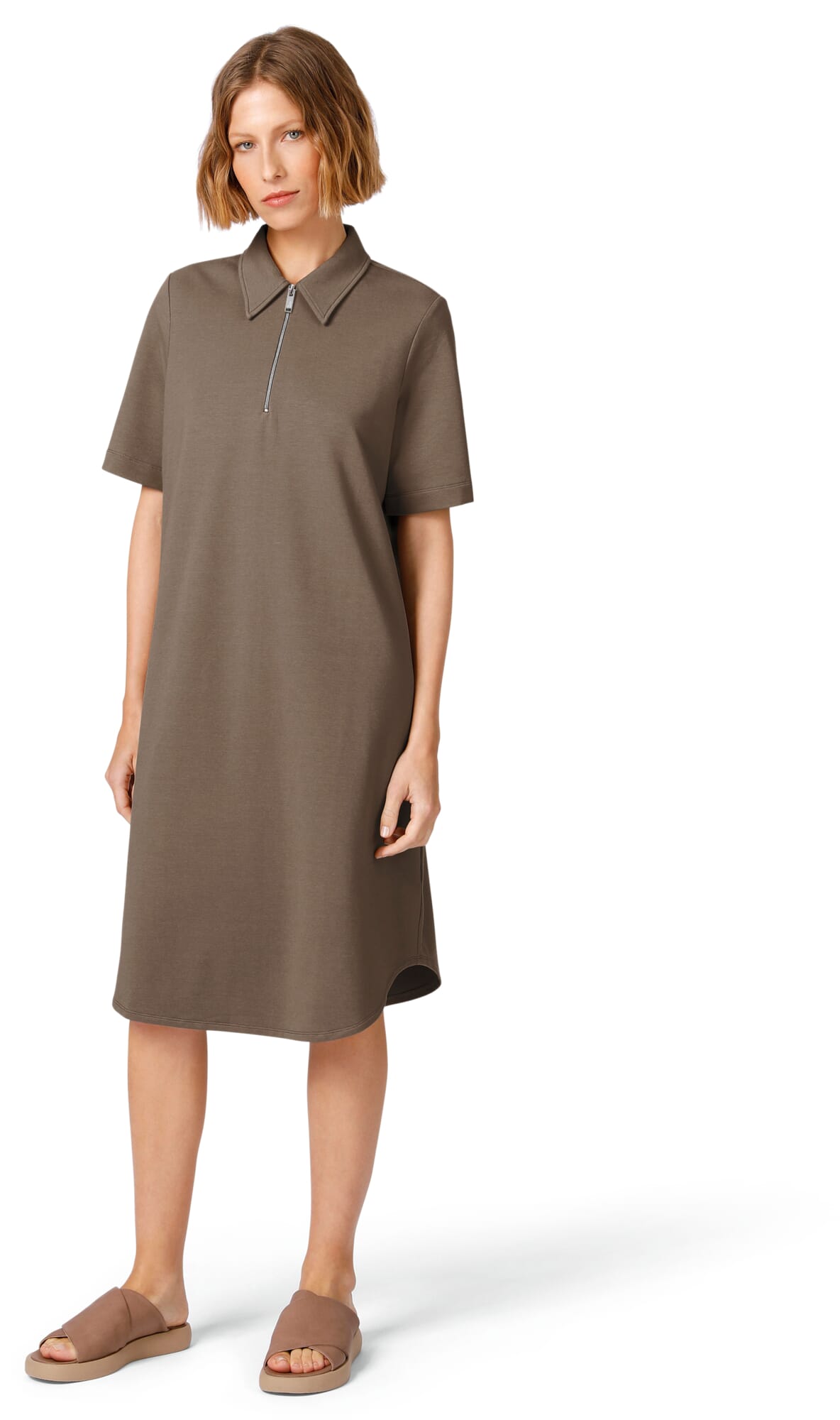 Ladies polo dress Medium brown Manufactum