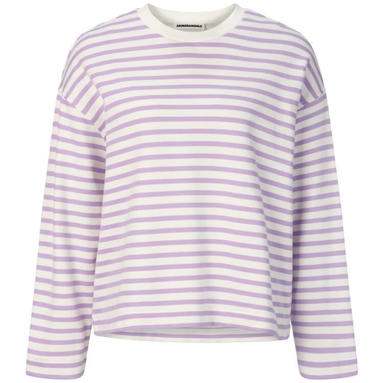 Stribet sweatshirt til kvinder, Creme-lilla