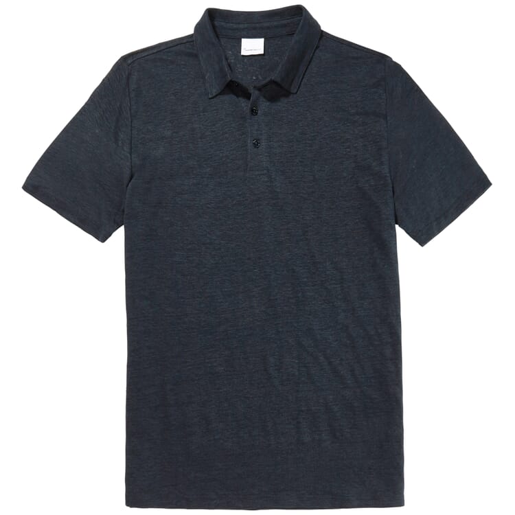 Men's linen polo shirt, Dark blue
