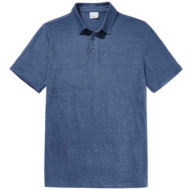 Men's linen polo shirt, Medium blue