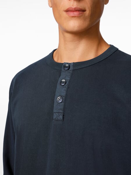 Heren Henley shirt Donkerblauw, close-up