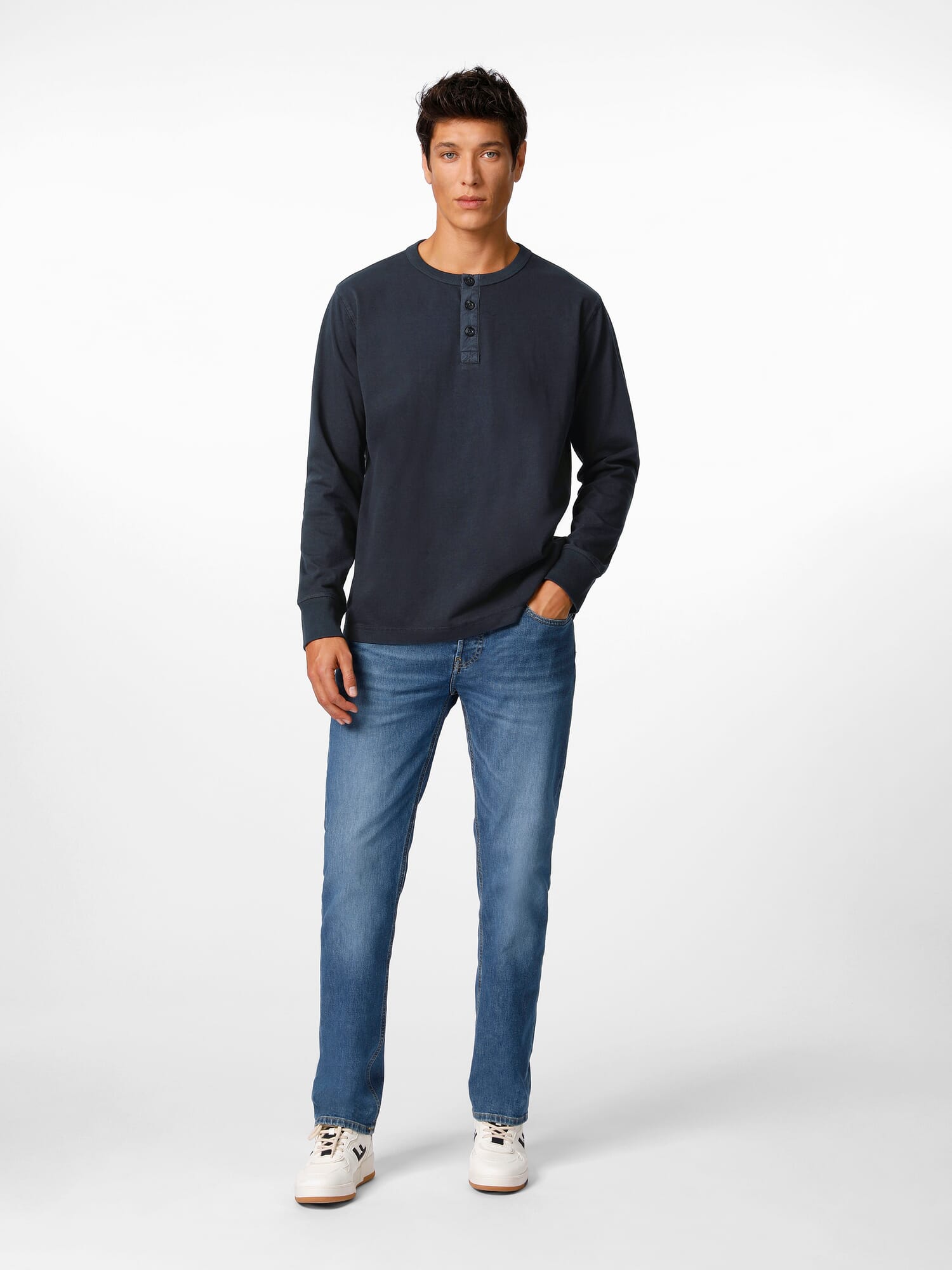 Herren-Henley-Shirt, Dunkelblau | Manufactum