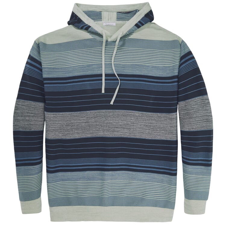 Men's striped knitted hoodie, Blue tones