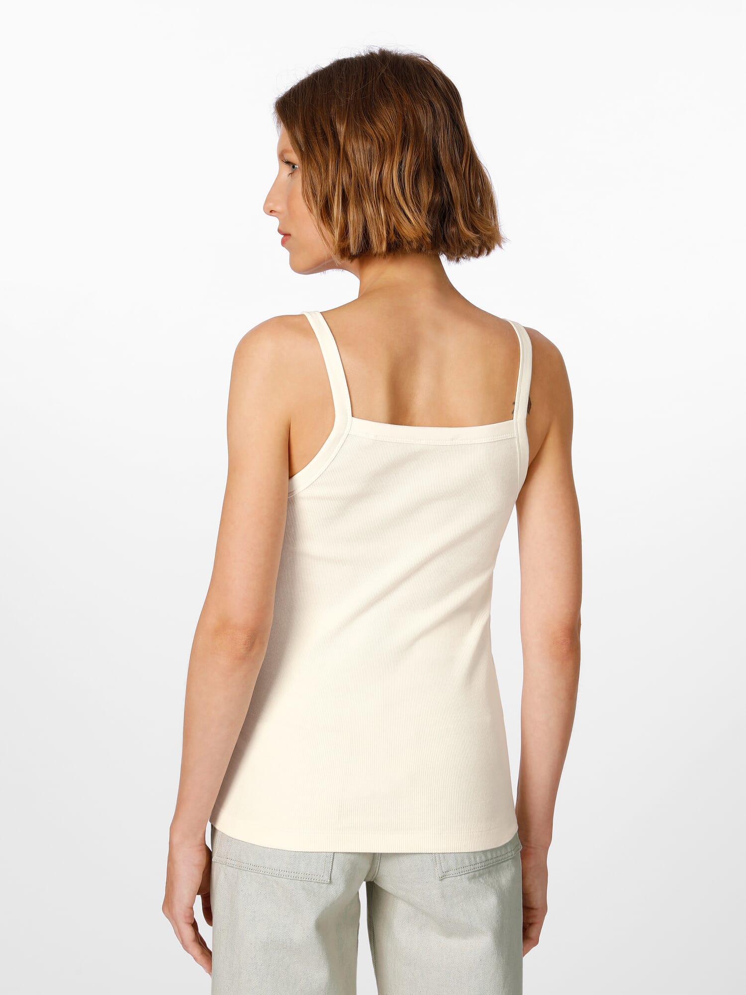 Geribde tanktop voor dames Cream Manufactum