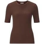 Geribd dames-T-shirt Bruin