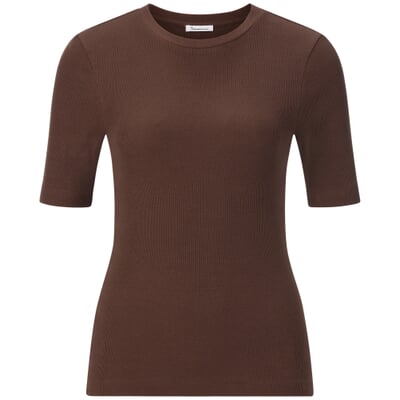 Ladies' ribbed T-shirt, Brown Manufactum