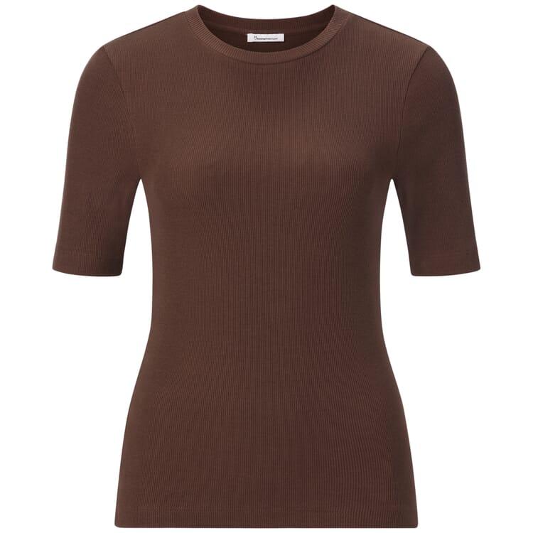Ladies' ribbed T-shirt, Brown