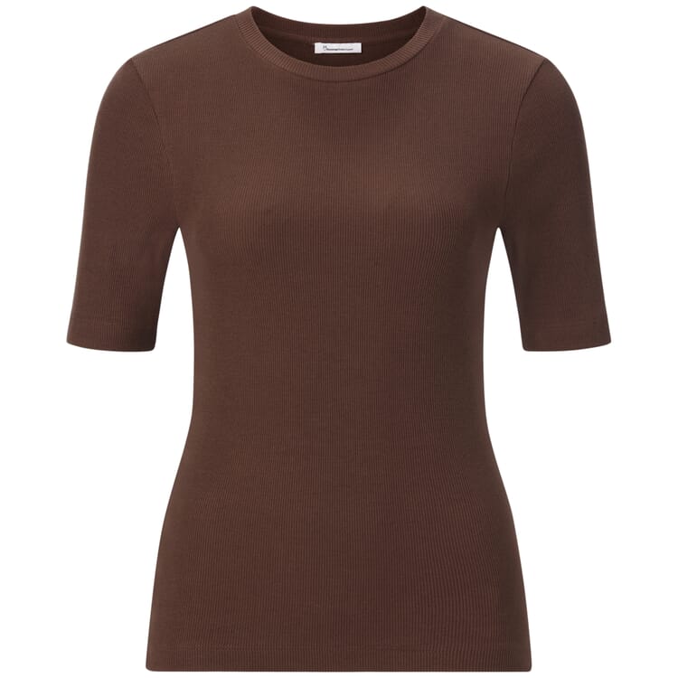 T-shirt côtelé pour femme, Marron