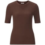 T-shirt femme à côtes Marron