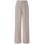 Pantalon en lin rayé pour femme Marron et blanc