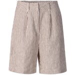 Ladies linen shorts striped Brown-White