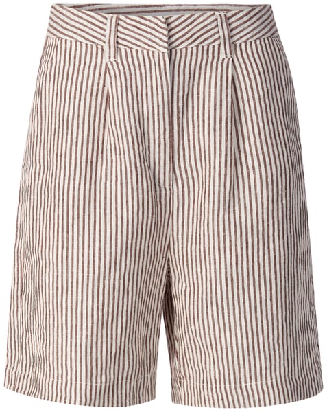 Stribede linnedshorts til kvinder Brun-hvid