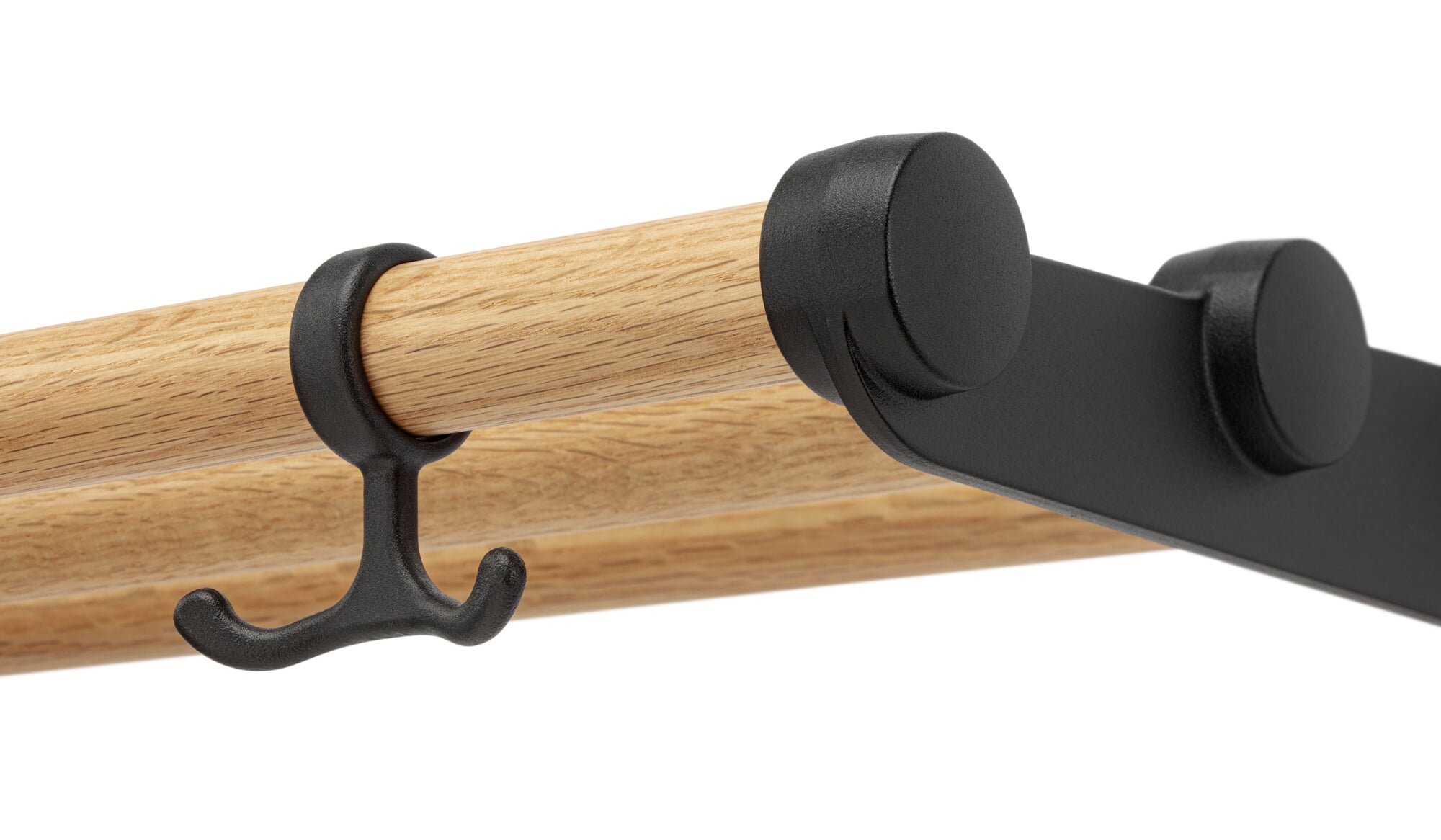 Coat rack Swedish State Railway oak / aluminum, Black | Manufactum