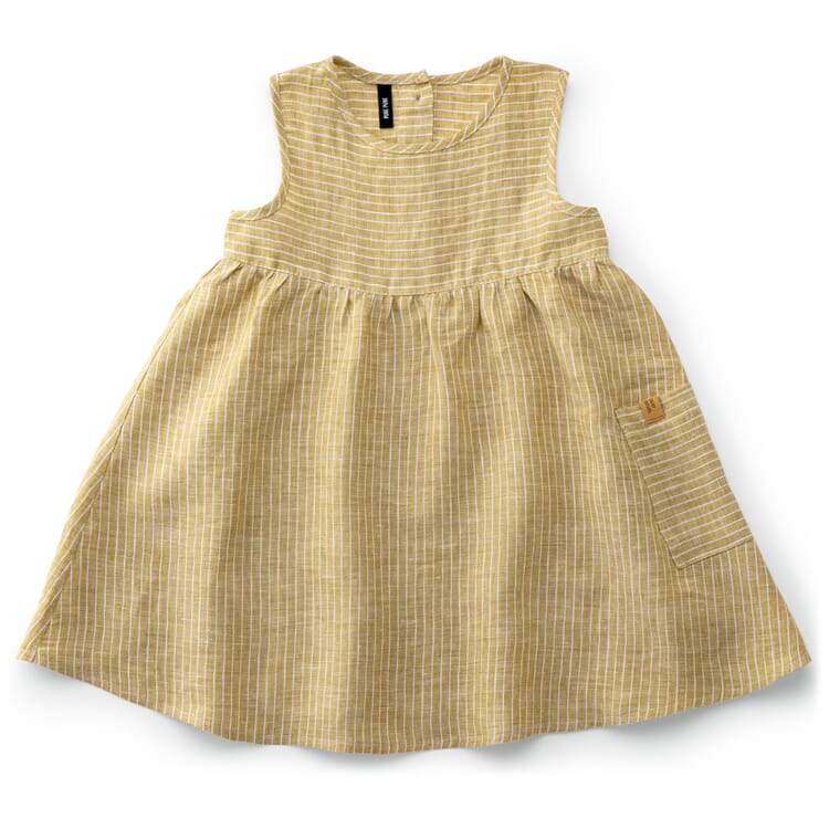Children's dress linen striped, Light yellow