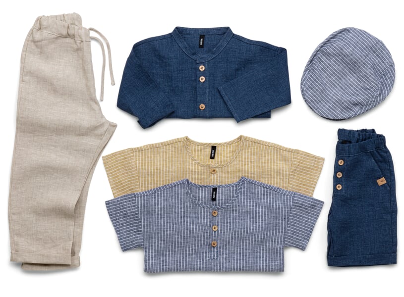 Kinder-Shorts Leinen Denimblau