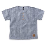Kinderen T-shirt van linnen, gestreept Blauw gemêleerd