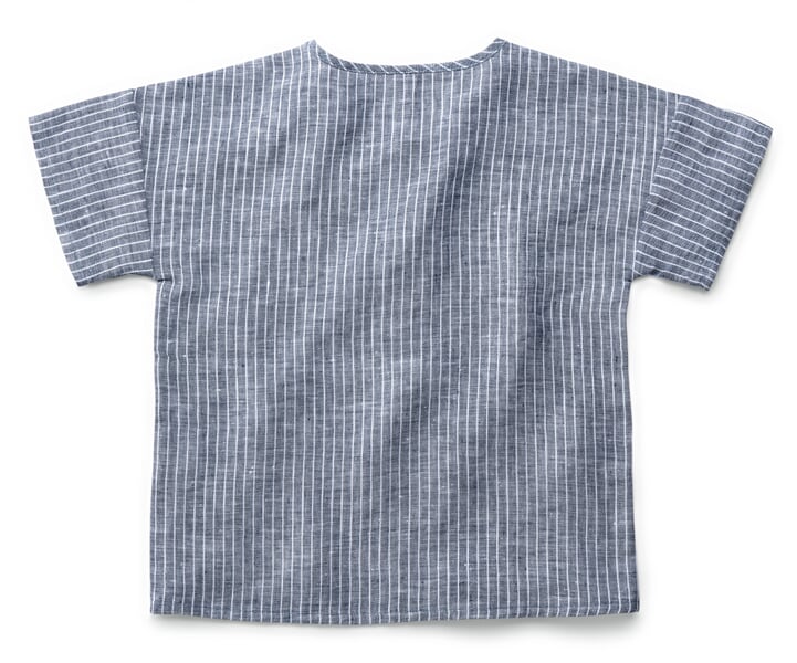 T-shirt enfant en lin rayé Bleu chiné