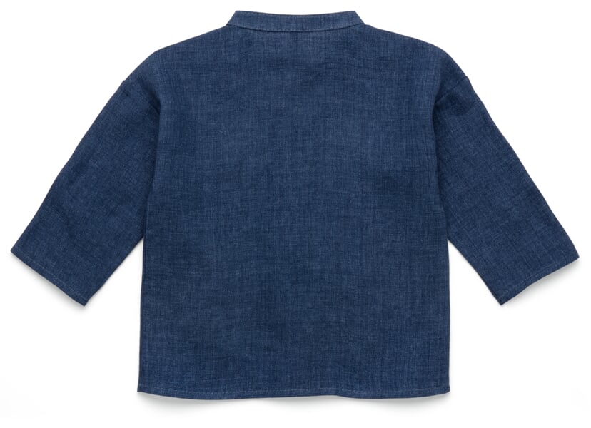 Kinder-Hemd Leinen Denimblau