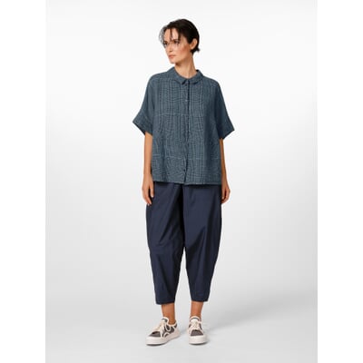 Damenbluse Oversize gemustert, Blau | Manufactum