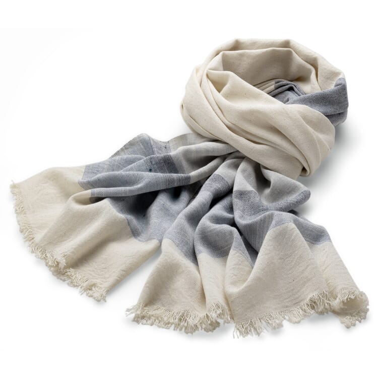 Ladies shoulder scarf striped, cream blue