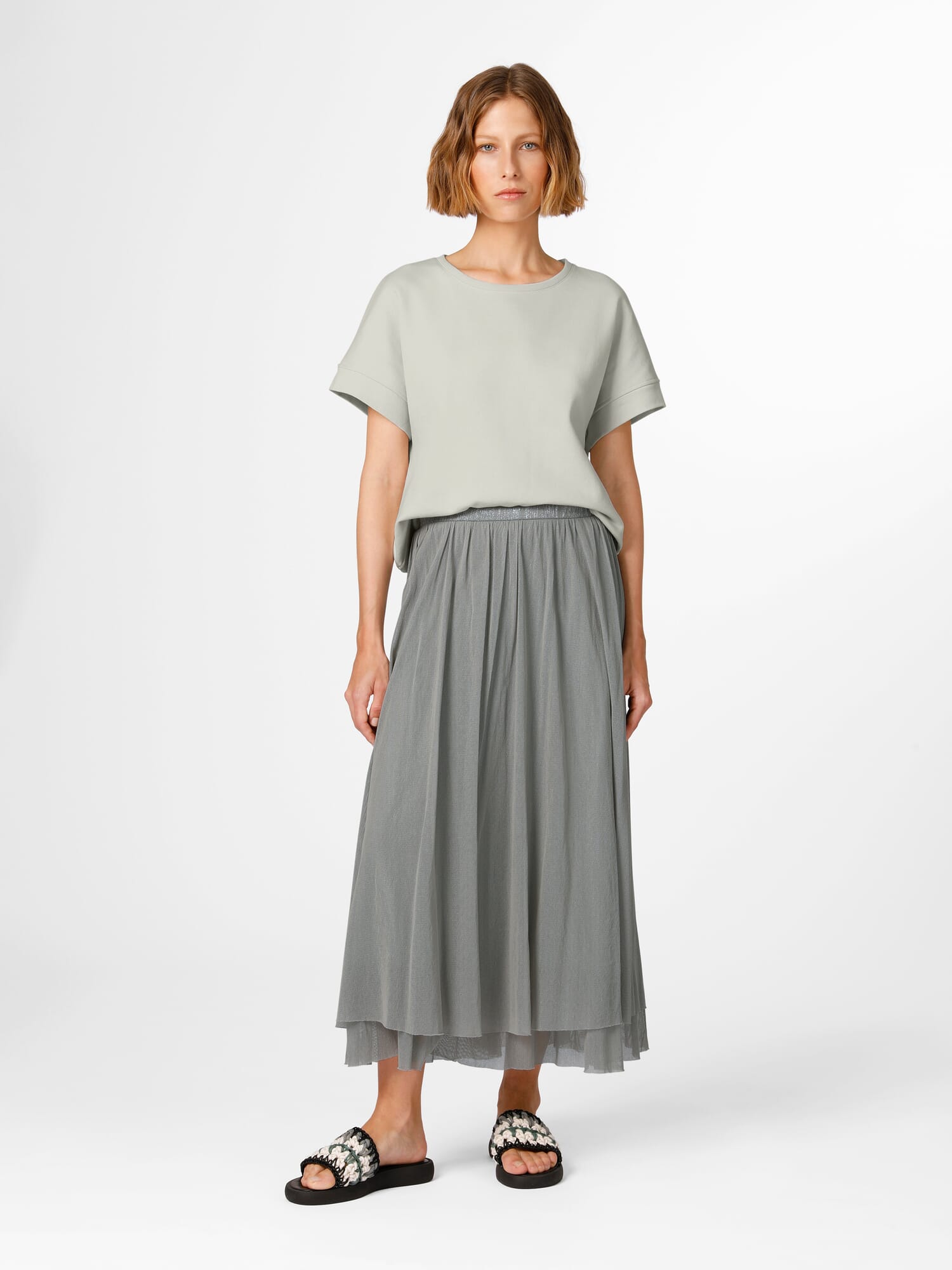 Long tulle skirt grey best sale