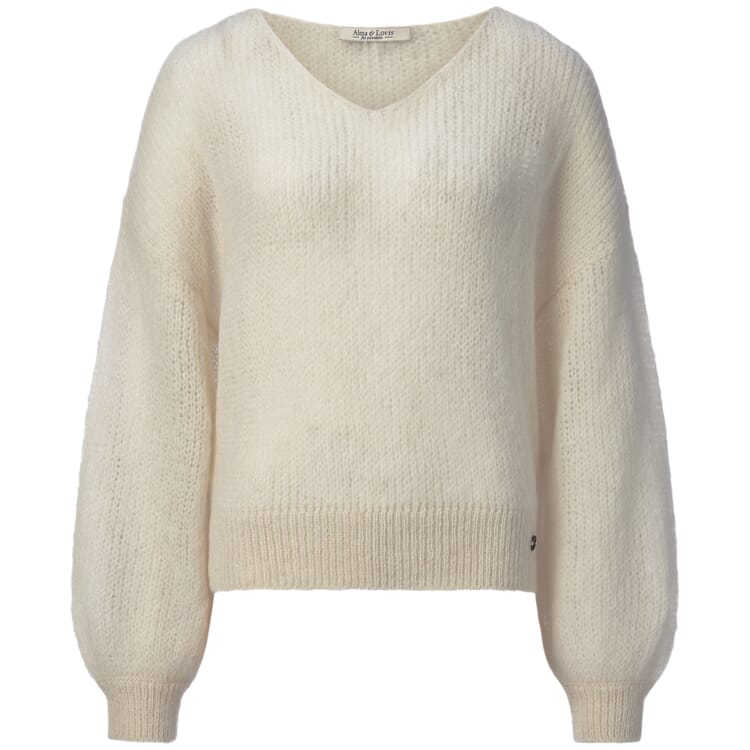 Dames Sweater V-Hals, Natuurlijk wit