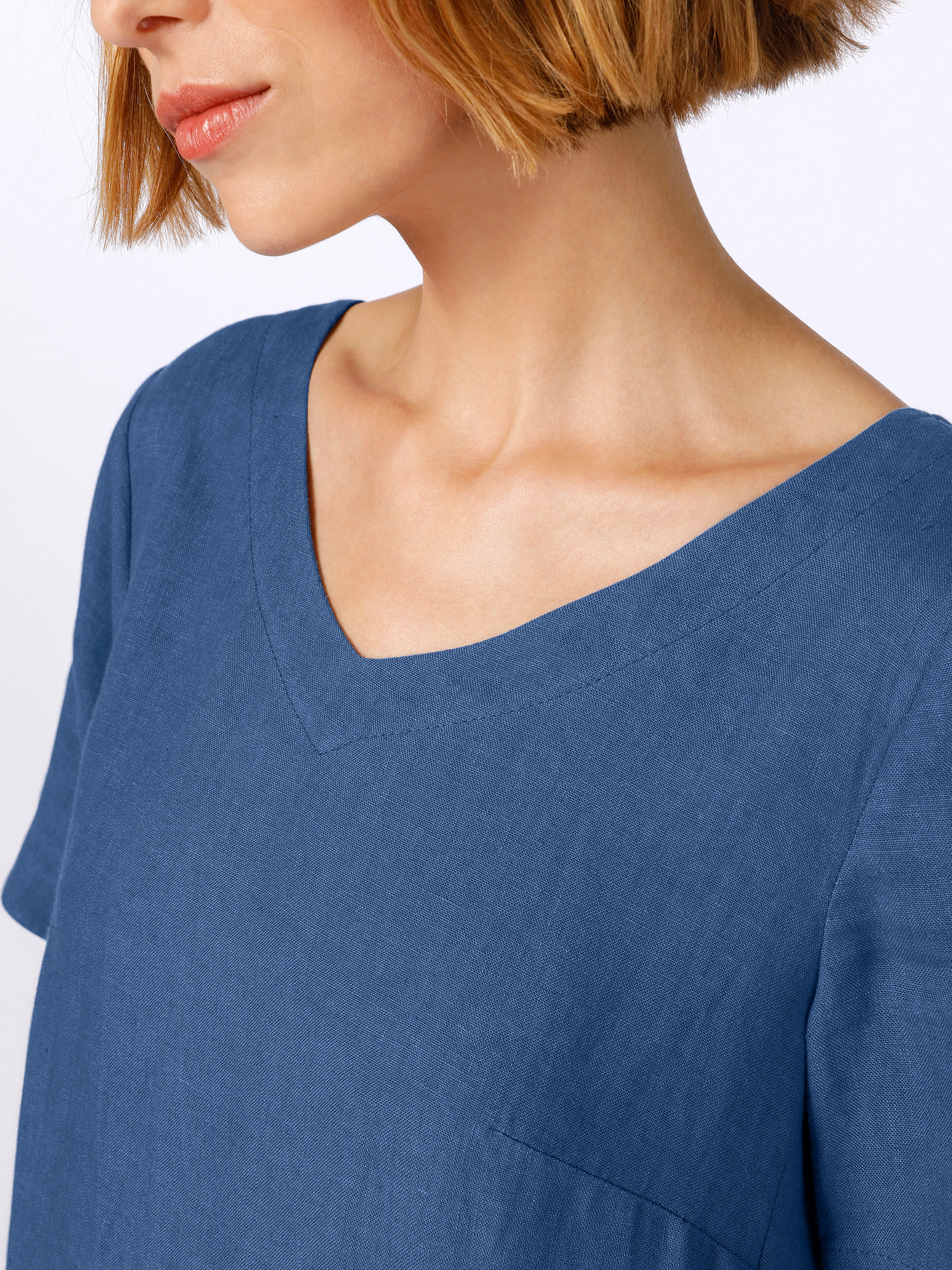 Vestido de lino para mujer Azul, Detailsicht