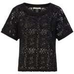 T-shirt femme à motifs ajourés Noir