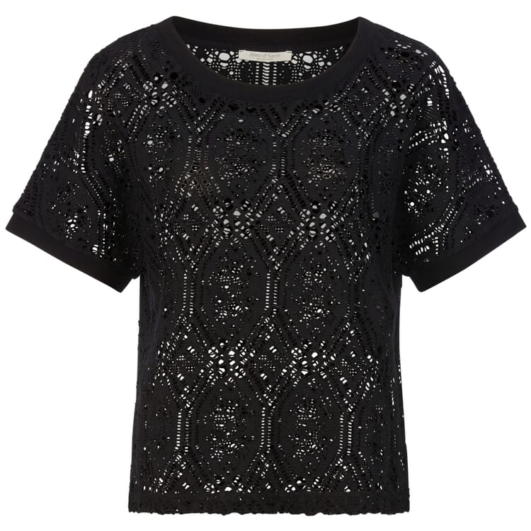 Women’s Shirt with Openwork Pattern", Black