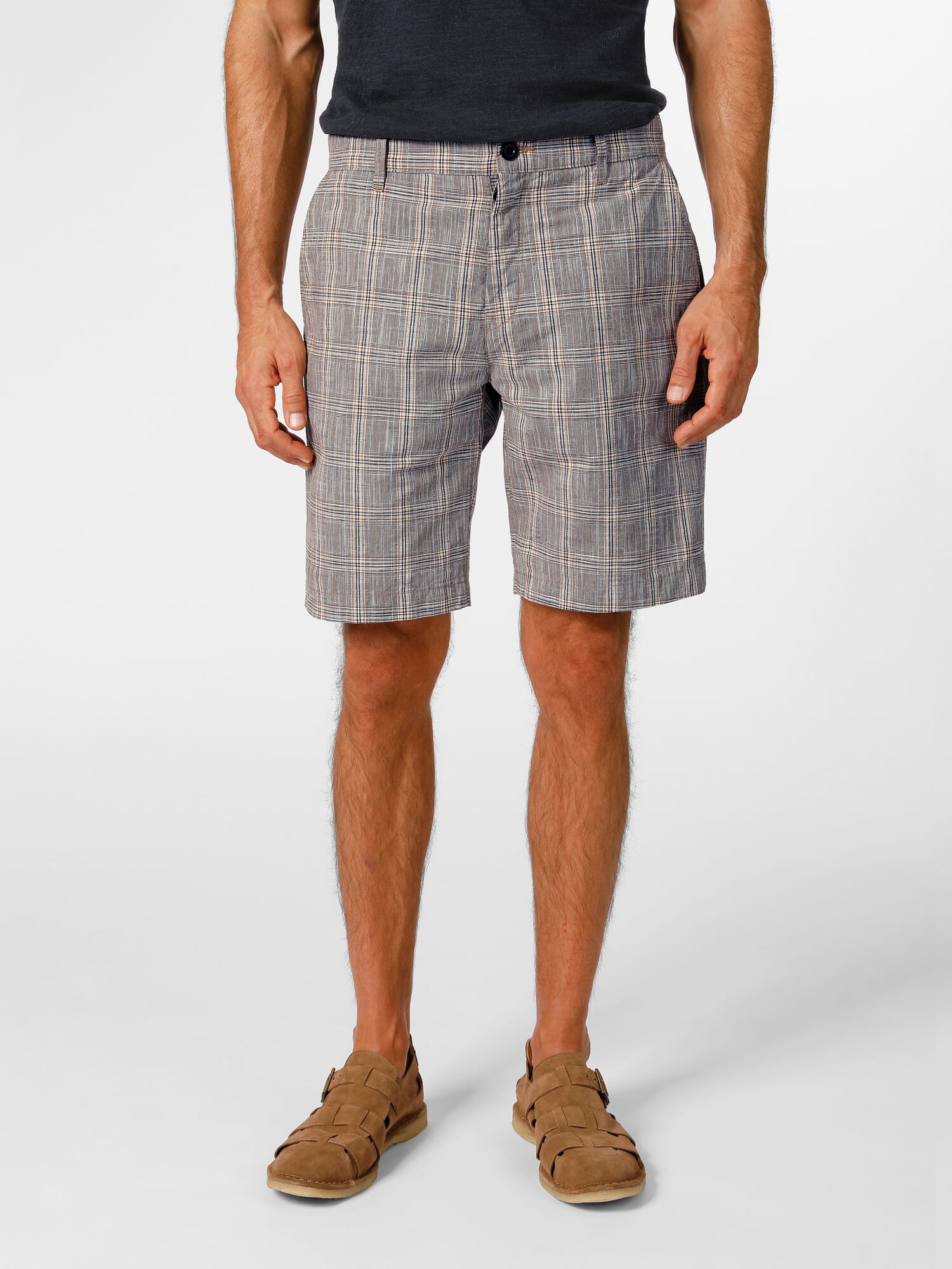 Mens grey sale checked shorts