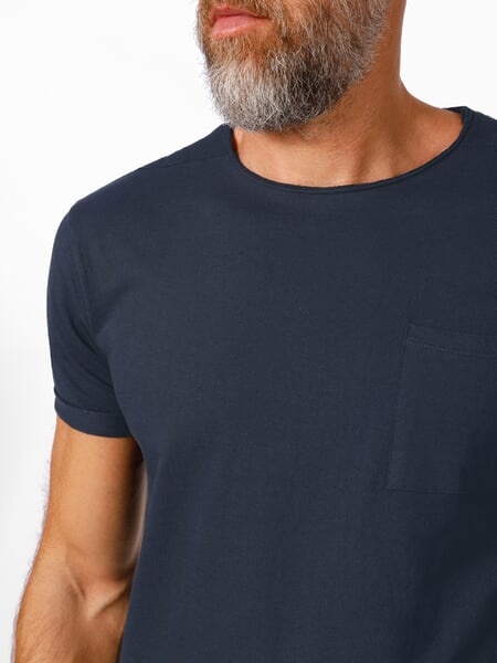 Herren-T-Shirt Baumwolle Dunkelblau, Detailsicht