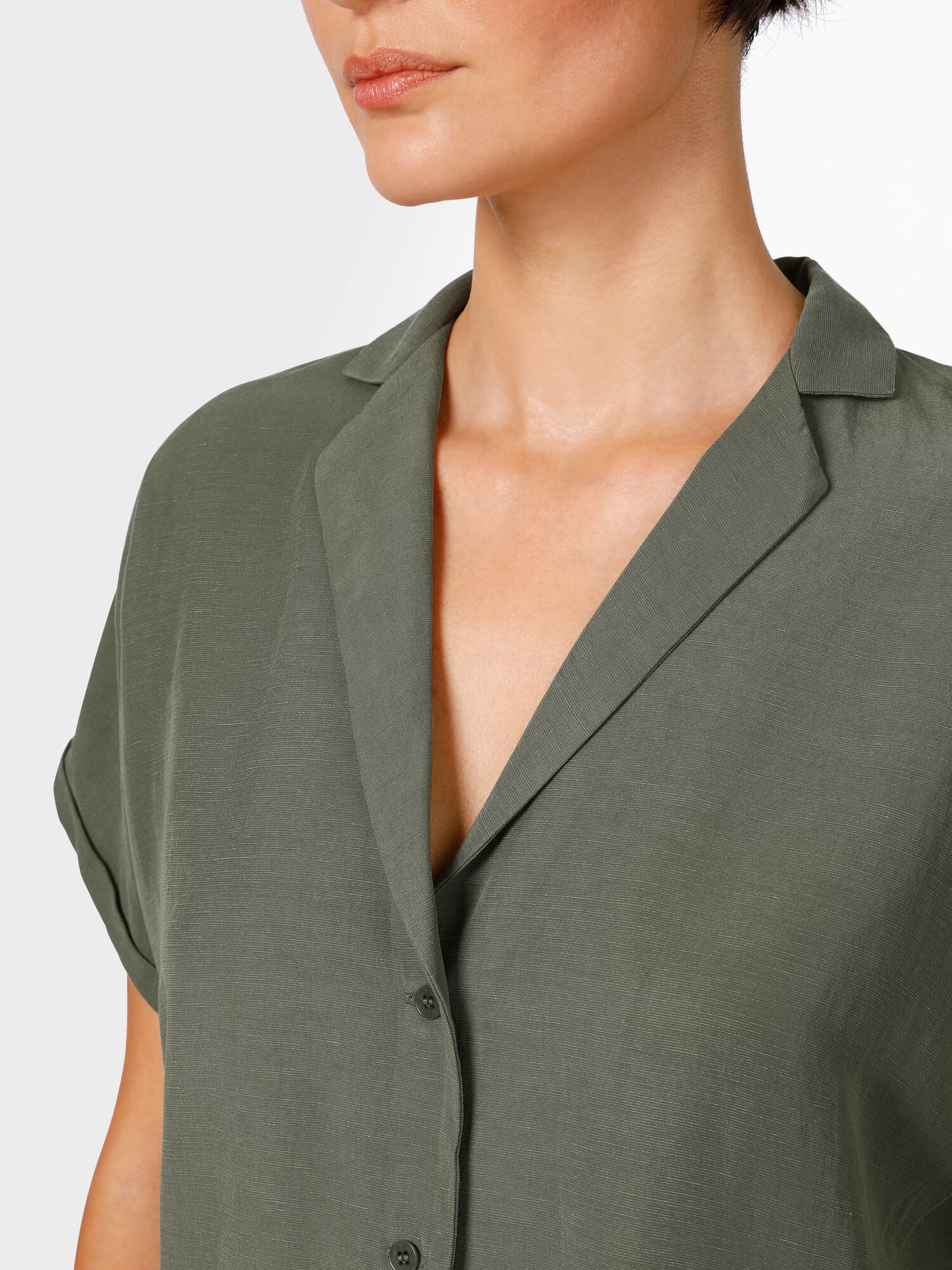 NONSAR Elegante blouse voor dames, lange mouwen, hemdblouse met opstaande kraag, kantoorblouse, casual bovendeel, wit, L