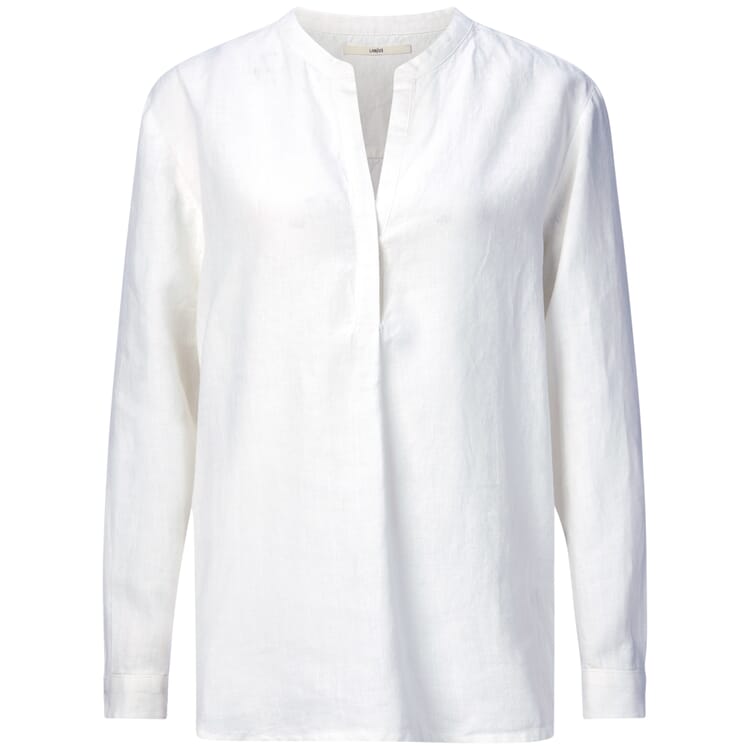 Blusa camisera de lino para señora, Blanco