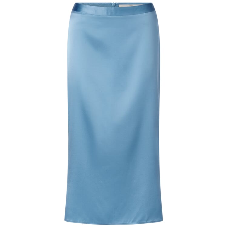 Jupe femme en satin de soie, Bleu moyen