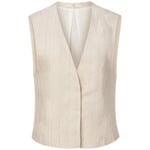 Gilet da donna in lino a righe Corallo naturale