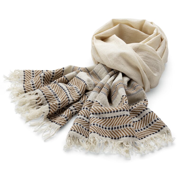 Ladies scarf ikat pattern, Natural-brown