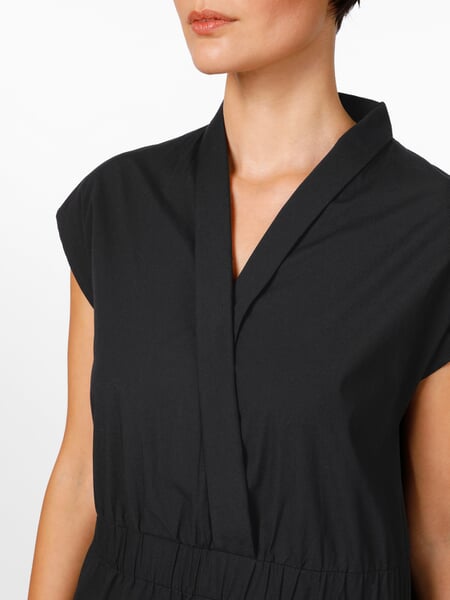 Ladies dress with shawl collar Black, close-up