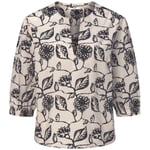 Dame-bluse med blomsterprint Creme-sort