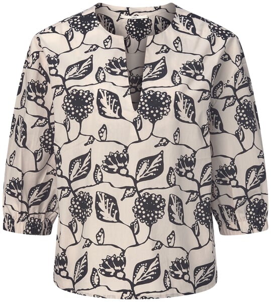 Damenbluse Floral Print Creme-Schwarz