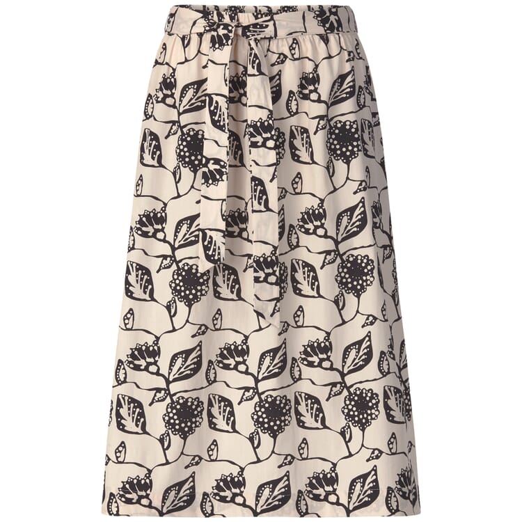 Ladies Skirt Floral Print, Cream-Black
