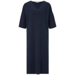 Ladies knit dress V-neck Dark blue