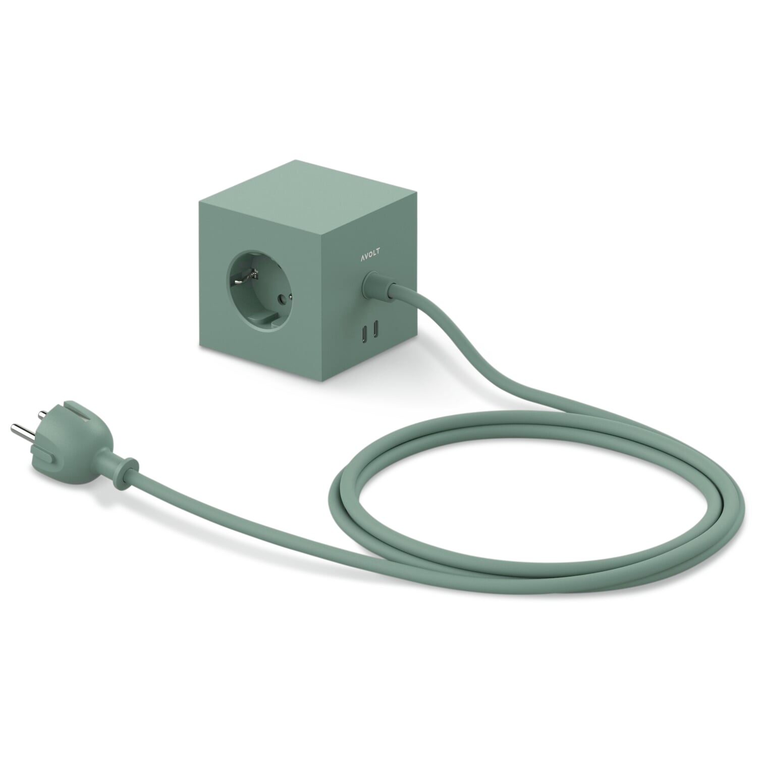 Square 1 socket, Matte green Manufactum