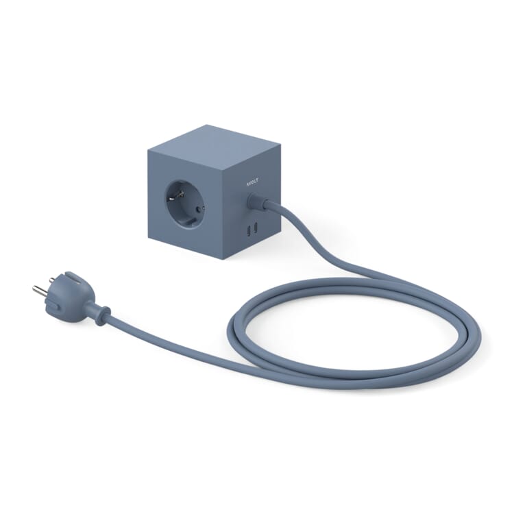 Square 1 Power Outlet, Matte Blue