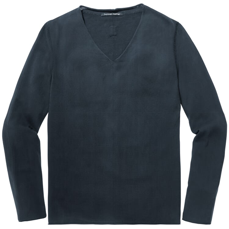 Mens Knit Sweater V Neck, Dark blue