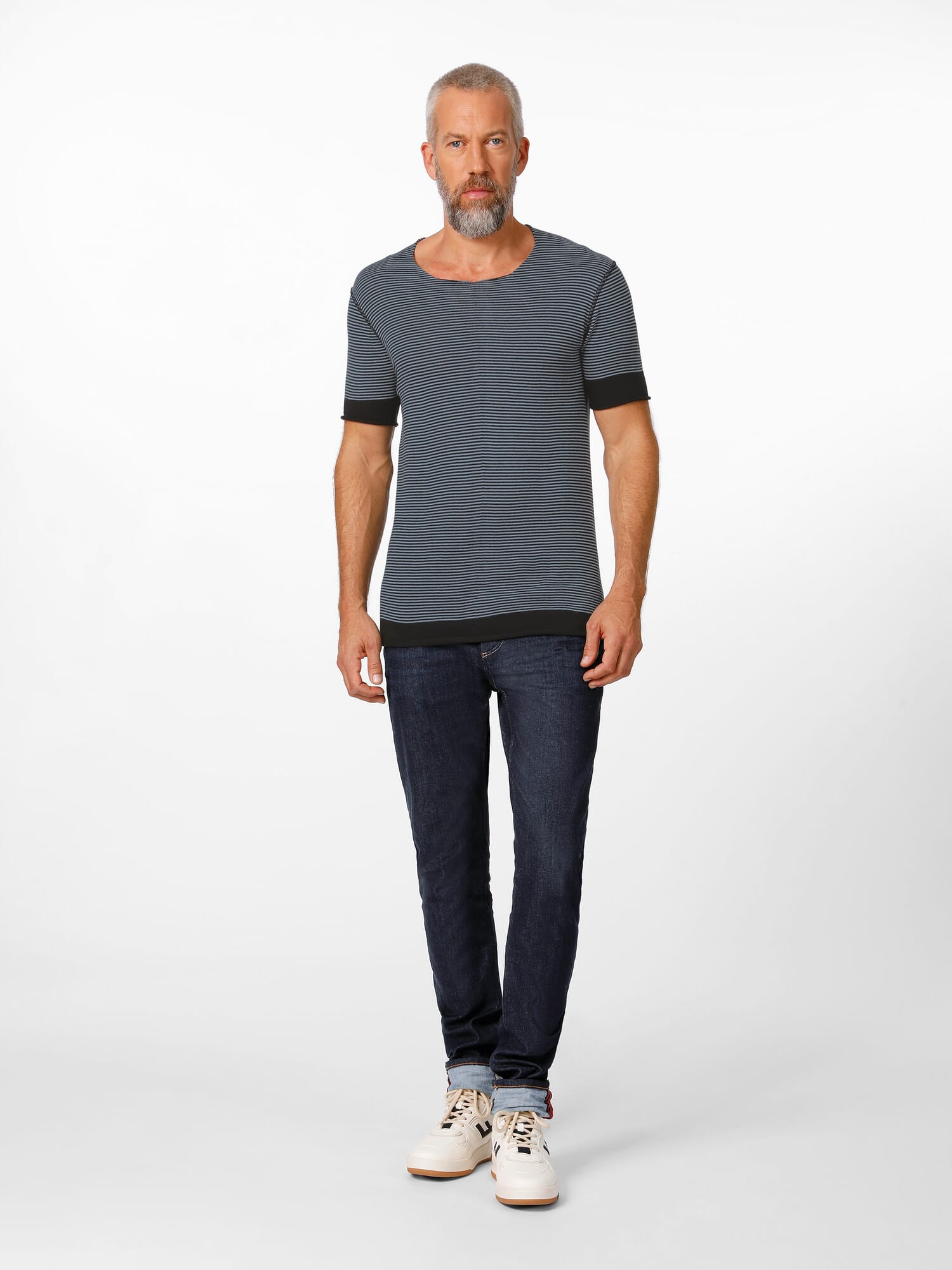 Men knit shirt curled, Dark blue-bleu | Manufactum